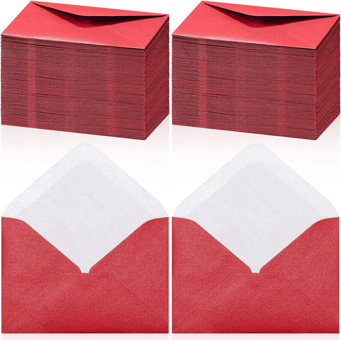 Outus 400 Pcs Mini Metallic Gift Card Envelopes - 4 x 2.7 Inches - Tiny Envelope for Birthday, Wedding, Greeting (Red)