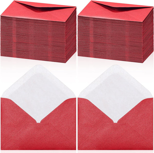 Outus 400 Pcs Mini Metallic Gift Card Envelopes - 4 x 2.7 Inches - Tiny Envelope for Birthday, Wedding, Greeting (Red)
