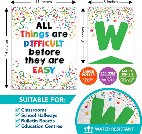 Decorably Welcome Posters for Classroom - 15 Confetti Classroom Decor, Confetti Themed Classroom Decorations, Welcome Sign for Bulletin Board, Confetti Classroom Decorations, Welcome Sign Classroom by Decorably