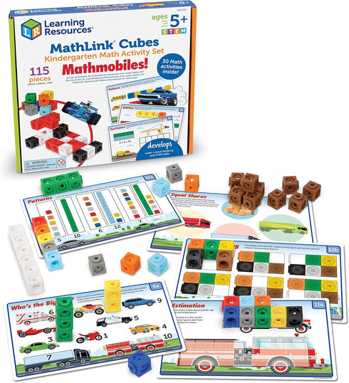 Learning Resources MathLink Cubes Kindergarten Math Activity Set: Mathmobiles 115 Pieces, Ages