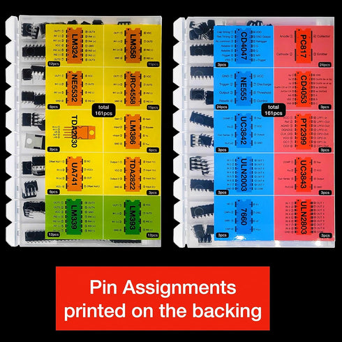 EEEEE IC Kit, 161 pcs, 20 Models Chip Assortment Set, Analog Integrated Circuits Electronics Parts, Opamp Pack