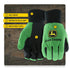 John Deere JD00002 Jersey Gloves, 10 oz Youth Gloves, Ribbed Knit Wrist, Green/Black