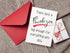 HOMEVAGE 5"x7" Single Thank You Card with Red Envelope, Thankful, Appreciation, Grateful Card - Folded Cardstock - Gift