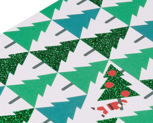 Papyrus Petite Holiday Christmas Cards Boxed, Glitter Pine Trees with Santa (20-Count)
