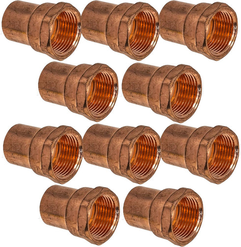 10-Pack 1/2-Inch Copper Female Adapter C x FNPT, Certified Safe for Drinking Water