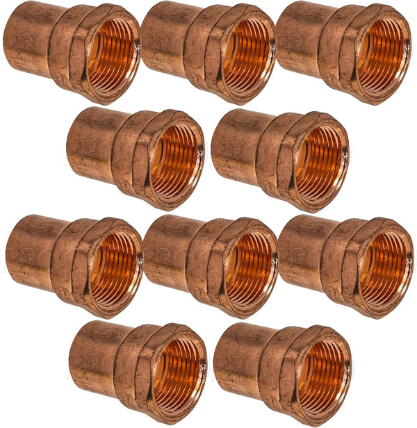 10-Pack 1/2-Inch Copper Female Adapter C x FNPT, Certified Safe for Drinking Water