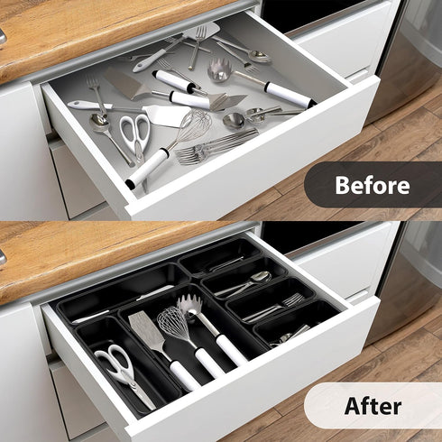 Simple Houseware Black Desk Drawer Organizer, 10 Pack (3S, 3M, 3L, 1XL)
