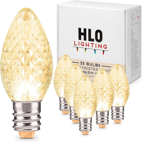 Holiday Lighting Outlet Faceted C7 Christmas Lights | Sun Warm White LED