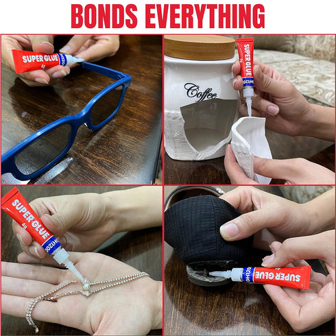 4 Gram x 8 Strong Super Glue All Purpose with Anticlog Cap, Fast & Strong Adhesive for DIY Crafts