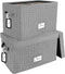 Vinyl Record Storage Box Set of 2, Grey Case with Lid Holds up to 160 Albums, CD Crate Organizer for 7"/45 RPM LPs