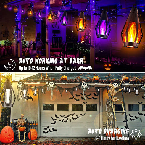 42ft 15 42ft) Flacchi Solar Flame String Lights - LED Lights Outdoor Solar String Lights for Garden Patio Halloween