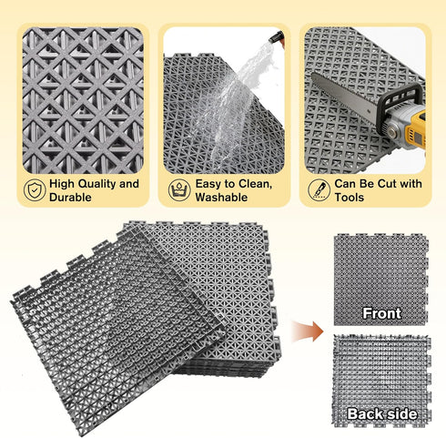 Wibeelee 14 36 48 Inches PCS Interlocking Outdoor Playhouse Mats X Waterproof Non-Slip Plastic Tiles, Playground