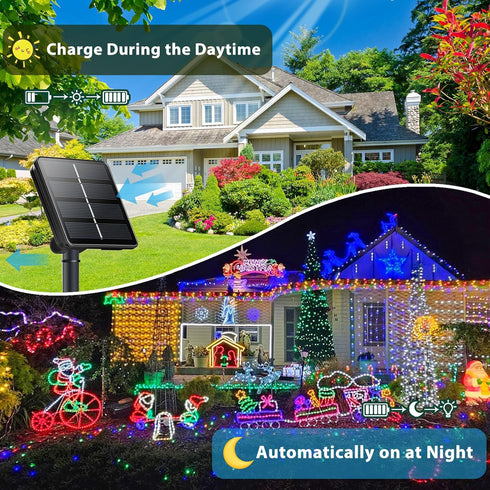 2 Pack 400LED 8 Warm White and Multicolor Color Changing Solar String Lights for Outside, Solar Fairy Lights Outdoor