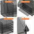 Marbrasse Desk Organizer with File Holder, 5-Tier Paper Letter Tray, Mesh Organizers for Office Supplies (Black)
