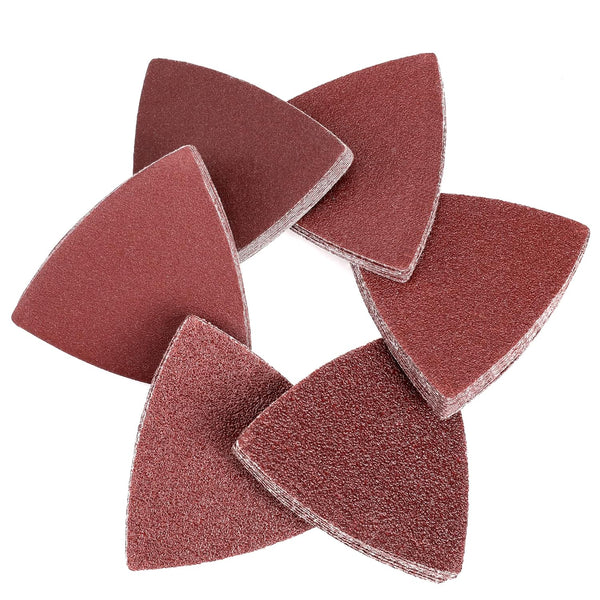 WORKPRO 150PCS Triangle Sanding Pads, 3-1/8 Inch Hook and Loop for Oscillating Multi Tool, 40/60/80/120/180/240 Grit