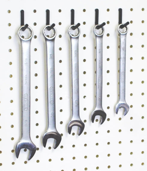 WallPeg Pegboard Bin & Peg Hook Assortment Set, 4 Yellow Bins with J, L, and Jumbo Style Hooks for Organizing