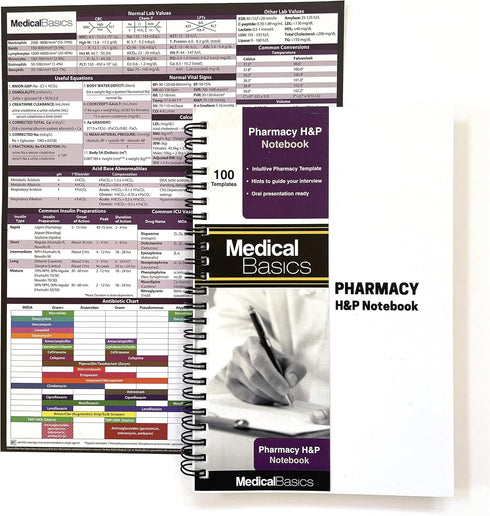 Pharmacy H&P Notebook, Medical History and Physical, 100 Medical Templates with Perforations