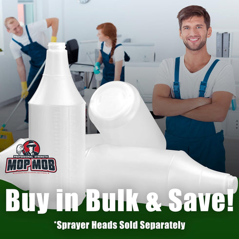 Commercial-Grade Chemical Resistant 32 oz Bottles - 4 Pack with Embossed Scale for Measuring, Ideal for Cleaning