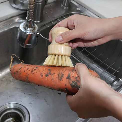 Marsify Set Bamboo Dish Scrub Brush, Kitchen Dish Scrubber Brush for Cleaning Dishes,Sink, Cast Iron Pan/Pot