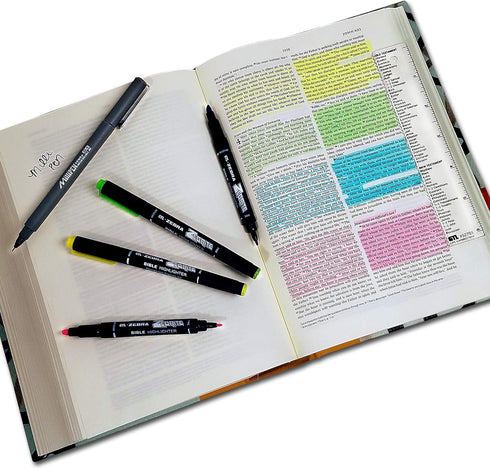 G.T. Luscombe Company, Inc. Zebrite Double Ended Bible Highlighter Set, No Bleed Pigmented Ink, Set of 3