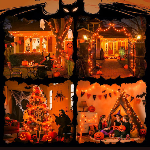 4 Pack 50 16.5ft 8 JMEXSUSS LED Battery Operated String Lights Orange, Each Halloween String Lights with Timer, Modes