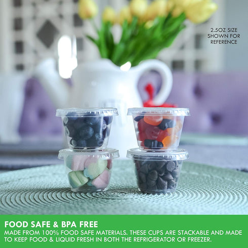 Galashield 100 Sets 1 oz Small Plastic Containers with Lids, Disposable Portion Cups for Sauce and Dressing