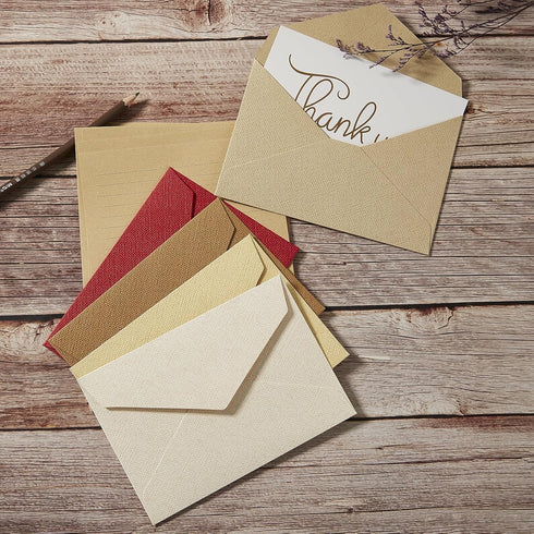 Stationery Writing Paper and Envelopes Set with Jute Rope, 4 X 6, 20 Best Paper with 10 Heavyweight Envelopes, Ivory