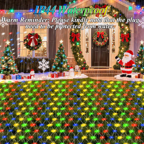 8ft 8ft 180LED 8 Lovelite x Net Lights, Gazebo Lights Outdoor Modes Timer, Waterproof Connectable Christmas String
