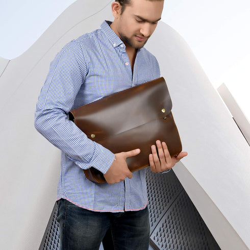 Jajmo Legacy Premium Top Grain Leather Laptop Sleeve - Fits 15” Laptops - Vintage Style Messenger Bag