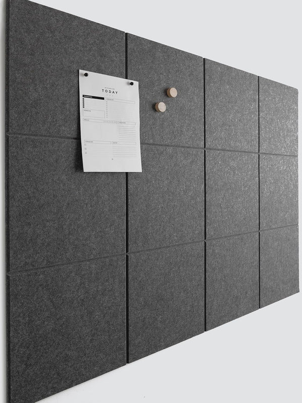 Large Cork Board for Office - Black Felt Bulletin Board Tiles for Wall Decor, Push Pin Board Organizer, Pack of 12