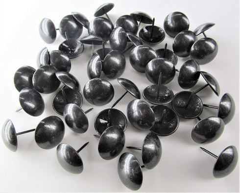 Premium Upholstery Tacks, 1-inch Diameter Nailhead Pins, Large Decorative Trim for Furniture (50, Black Pearl)