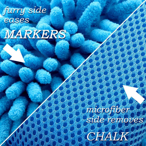 Outus 2 Pieces Microfiber Shag Whiteboard Eraser - Washable Board Eraser for Chalk, Markers, School, Home and Office