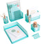 BLU MONACO Aqua - Teal 6 Piece Cute Desk Organizer Set, Accessories for Women, Desktop Organization
