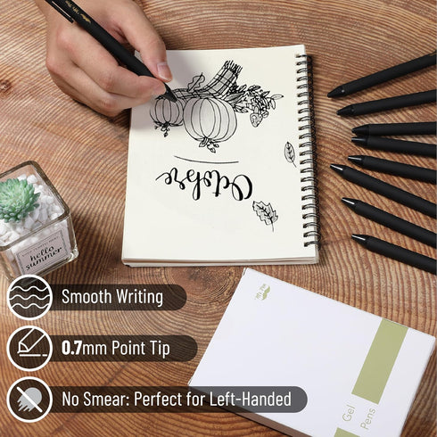 Mr. Pen 12 Pack Retractable Gel Pens, Assorted Colors, Fast Dry, Fine Point 0.7mm, Cute Aesthetic Pens