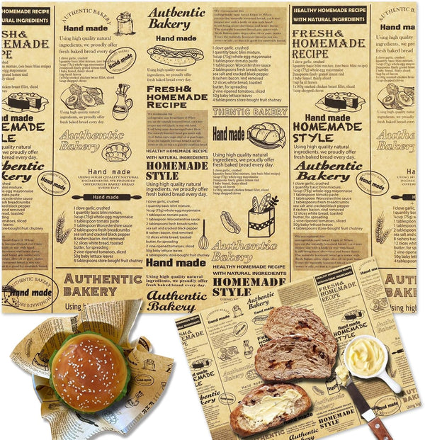 200 Pcs Food Paper Sheets, 12"x16" Grease Resistant Wrapper Paper for Baking, Picnic, Party, Kraft Paper