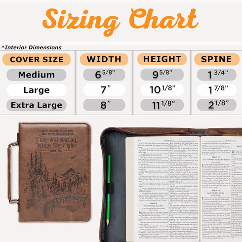 Christian Art Gifts Men's Classic Bible Cover, On Wings Like Eagles Mountain Isaiah 40:31, Brown Faux Leather