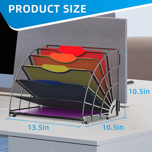SUPEASY Fan Shaped Desk File Organizer - 6 Compartments for Filing Paper Bills, Letters, Desk Accessories for