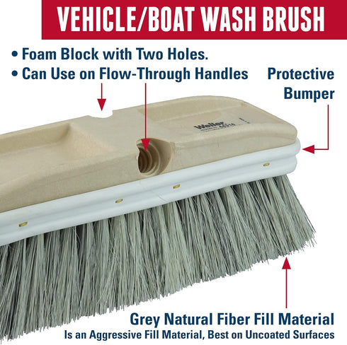 44318 9-1/2" Weiler Truck Wash Brush, Grey Fiber Fill