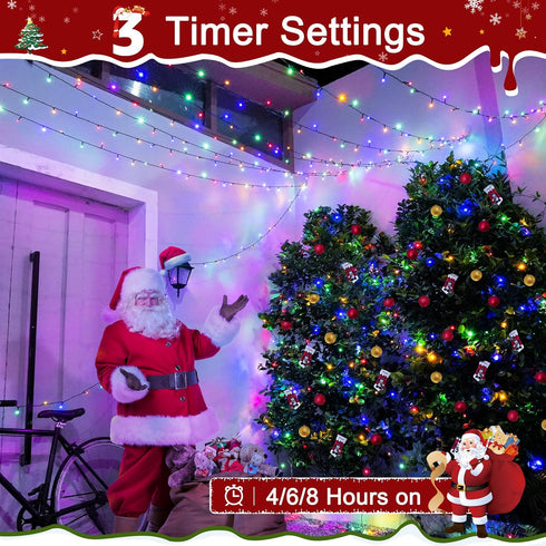 394FT 1200 8 LED Christmas Lights Outdoor, Multicolored Christmas Tree Lights Plug in, Modes Twinkle String Light