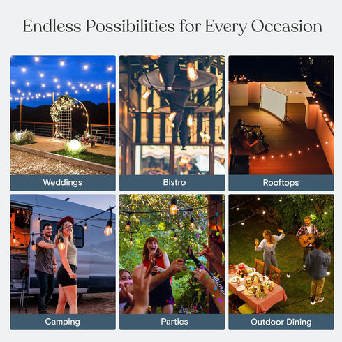 27ft Commercial 12 Bulbs, 1W Brightech Ambience Pro Solar Powered Outdoor String Lights, Remote Control Grade