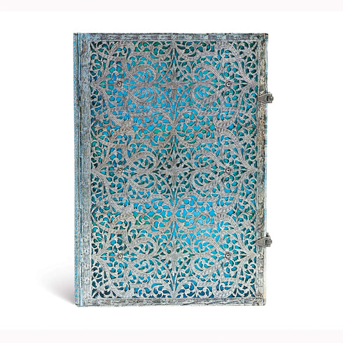 Paperblanks | Maya Blue | Silver Filigree Collection | Hardcover | Grande | Unlined | 240 Pg | 120 GSM