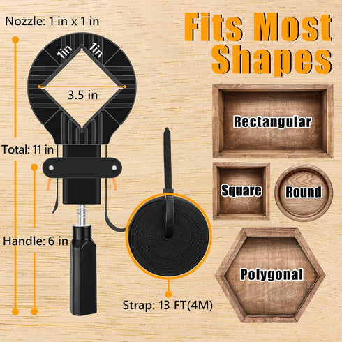 Feekoon Strap Clamps for Woodworking, Quick Release Band Clamps with 4 Corner Claws for Adjustable Picture Frame Clamp