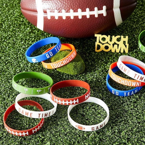 BBTO Football Silicone Bracelet, Motivational Rubber Wristbands for Sport Themed Birthday Party Award Gift (35 Pieces)