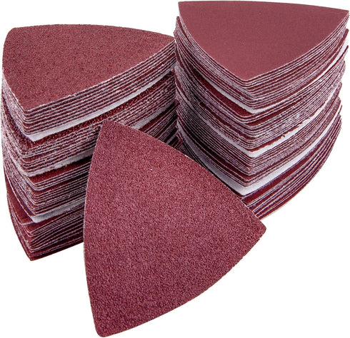 AUSTOR 100 Pieces Triangle Sanding Pads, Triangular Sandpaper Sheets for 3-1/8 Inch Oscillating Multi Tool