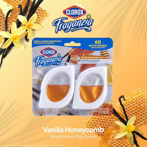Clorox Fraganzia Small Rooms Air Freshener in Vanilla Honeycomb Scent, 2ct Peel & Place Units for Closets, Laundry Room