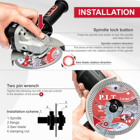 P.I.T. 4-1/2 Turbo Diamond Saw Blade for Dry/Wet Cutting - 7/8 Inch Arbor Angle Grinder Cut Off Wheel, 3 Piece
