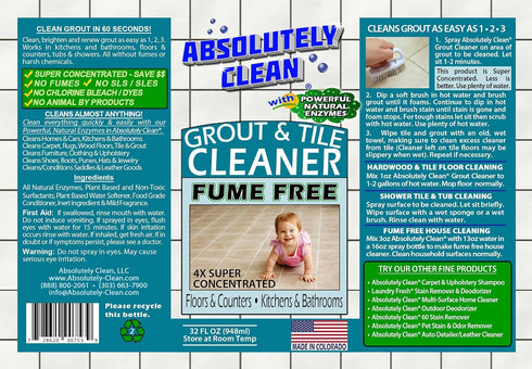 (32oz 500 Absolutely Clean FAST GROUT CLEANER! - Professional Strength, Natural Enzyme Formula - Fast Acting, Fume Free