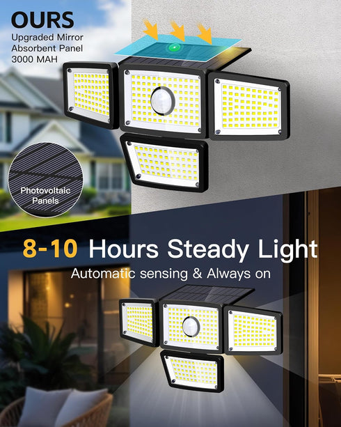 4 3000LM, 283 LED,6500 IP65 270 Driveway(2Pack) Heads Sensor Lamp Solar, Motion Sensor Outdoor Lights K, Motion Sensor