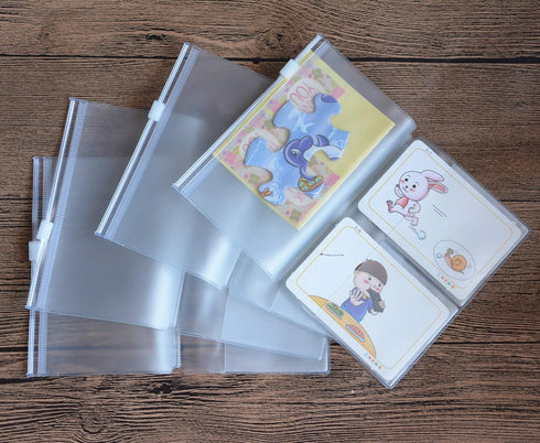 Funcoo Set of 4 Zipper Pocket Refill Pack, Plastic Clear Inserts Pouch for Travelers Notebook (Passport Size)