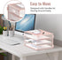 DALTACK 3 Tier Letter Tray Paper Organizer with Handle, Mesh Desk File Organizer for School Office Home, Pink